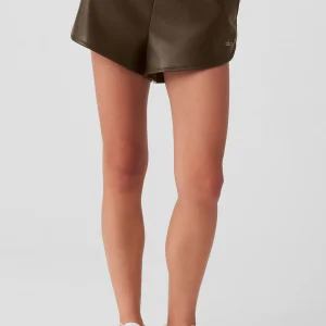 Faux Leather Power Hour Short - Espresso