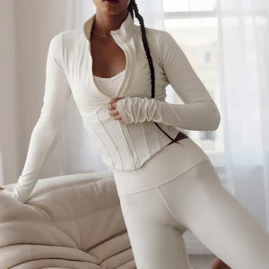 Airbrush Corset Full Zip Jacket - Ivory