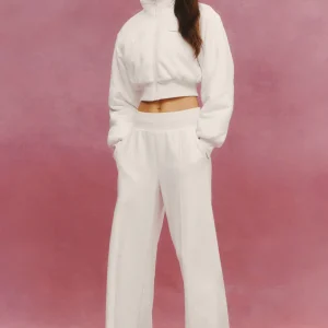 Polar Fleece High-Waist Snowdrift Wide Leg Pant - Ivory