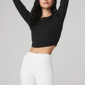 Alosoft Crop Finesse Long Sleeve - Black