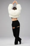 Opulent Faux Fur Cropped Jacket - Ivory