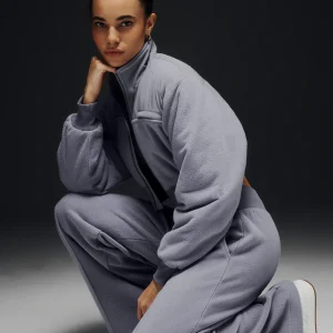 Polar Fleece Cropped Wintry Mix Jacket - Fog