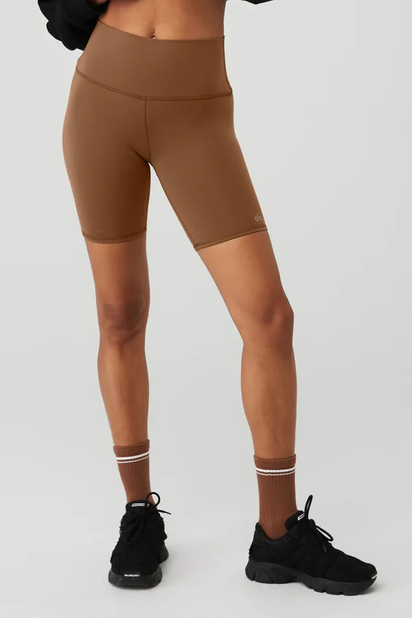 7 High-Waist Biker Short - Cinnamon Brown