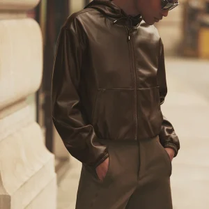 Faux Leather Power Hour Full Zip Cropped Jacket - Espresso