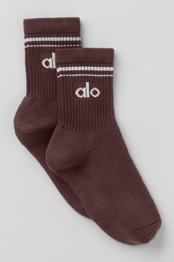 Unisex Half-Crew Throwback Sock – Brownstone/White