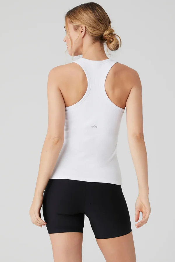Ribbed Aspire Full Length Tank - White