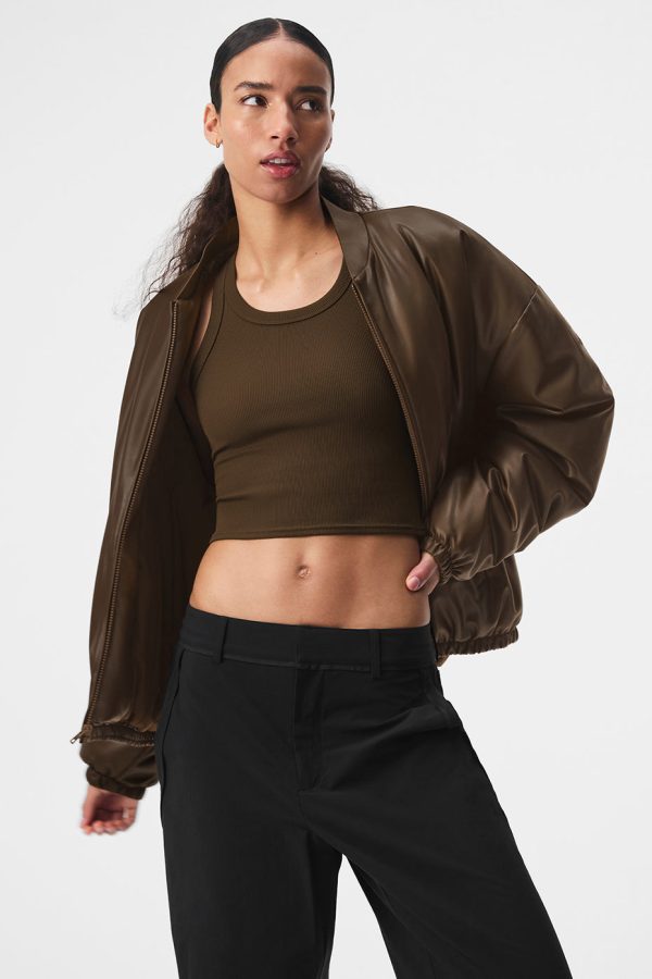 Faux Leather Premier Bomber ?C Espresso