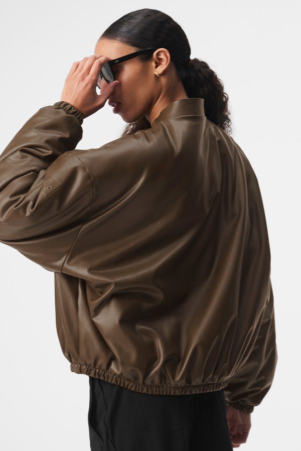 Faux Leather Premier Bomber ?C Espresso
