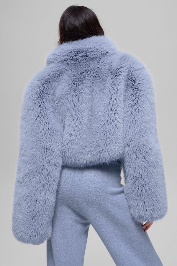 Opulent Faux Fur Cropped Jacket ?C Winter Frost