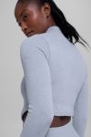 Seamless Two Tone Rib Jacket ?C Winter Frost Heather