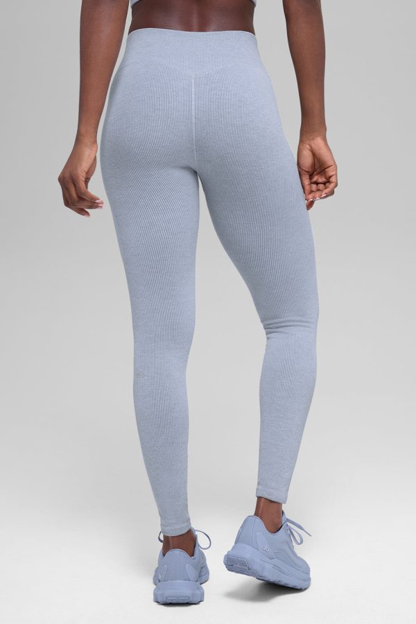 Seamless High-Waist Two Tone Rib Legging ?C Winter Frost Heather