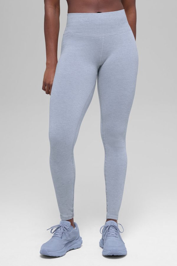 Seamless High-Waist Two Tone Rib Legging ?C Winter Frost Heather