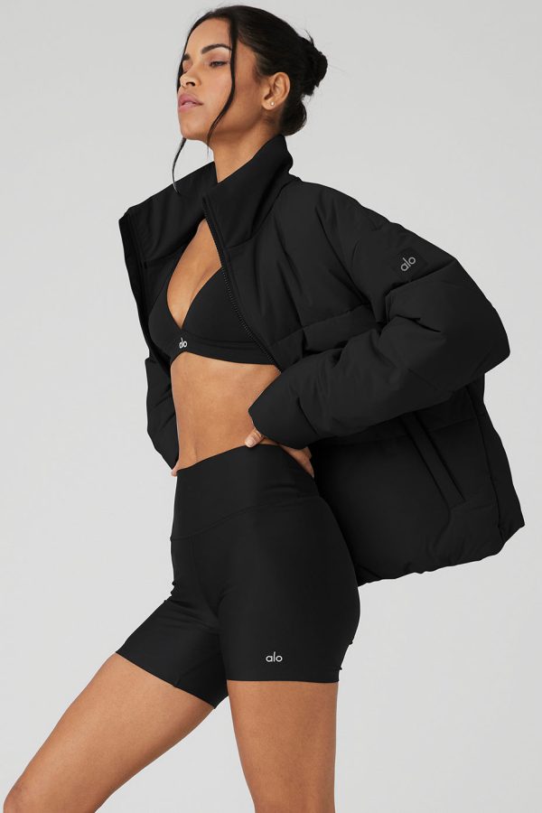 Stretch Woven Street Puffer ?C Black