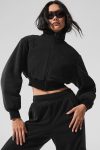 Polar Fleece Cropped Wintry Mix Jacket ?C Black