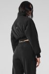 Polar Fleece Cropped Wintry Mix Jacket ?C Black