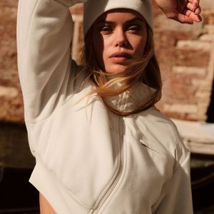 Polar Fleece Cropped Wintry Mix Jacket ?C Ivory