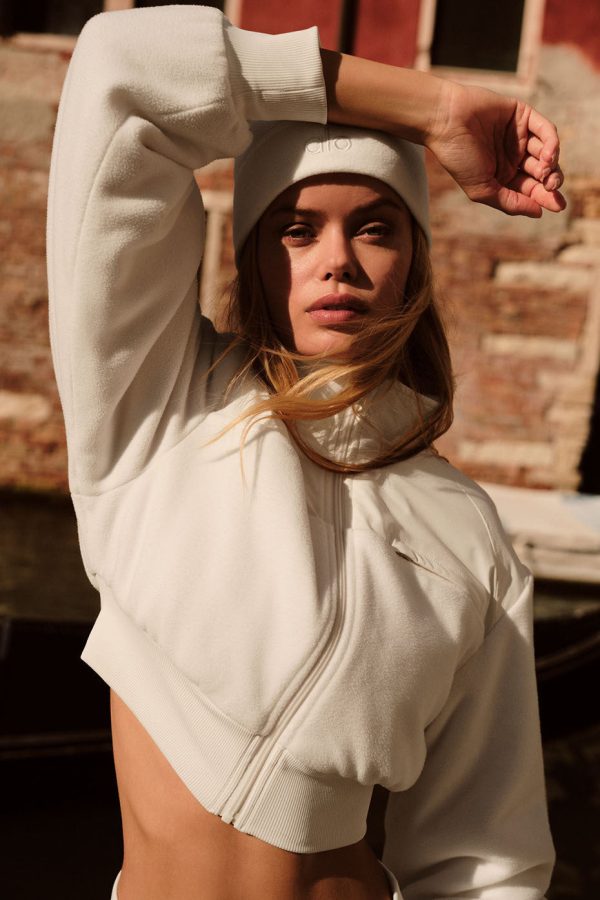 Polar Fleece Cropped Wintry Mix Jacket ?C Ivory