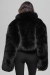 Opulent Faux Fur Cropped Jacket ?C Black