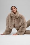 Opulent Faux Fur Cropped Jacket ?C Oat