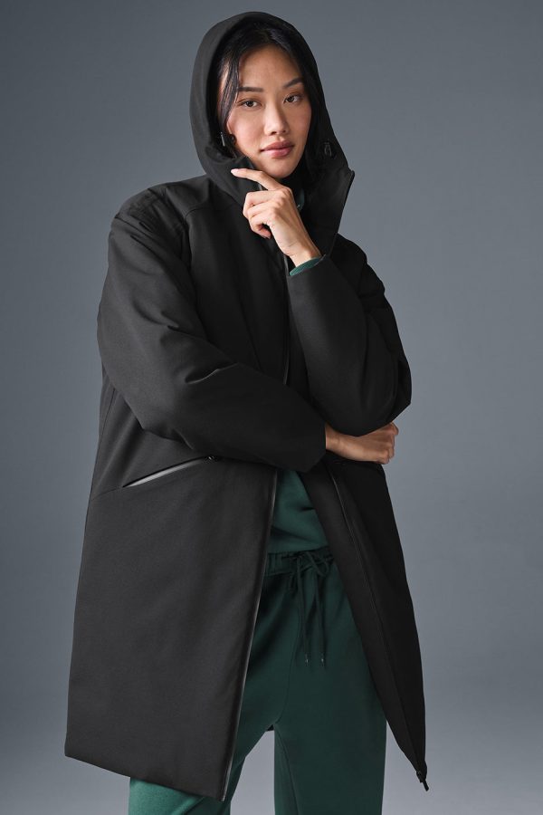 Rain Or Shine Puffer Long Coat ?C Black