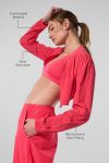 Cropped Breezy Full-Zip Cover Up ?C Candy Red