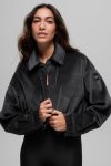 Ribbed Velour Cropped Mountain Side Jacket ?C Black