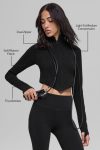 Seamless Two Tone Rib Jacket ?C Black