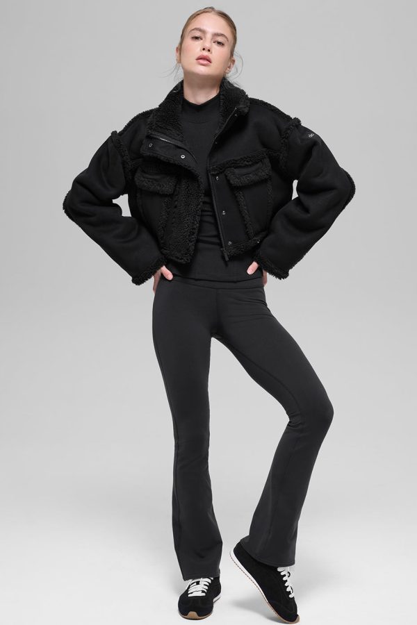 Faux Shearling Snowfall Cropped Jacket ?C Black