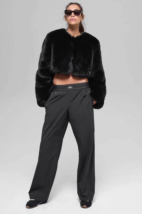 Faux Fur Chic Cropped Jacket ?C Black