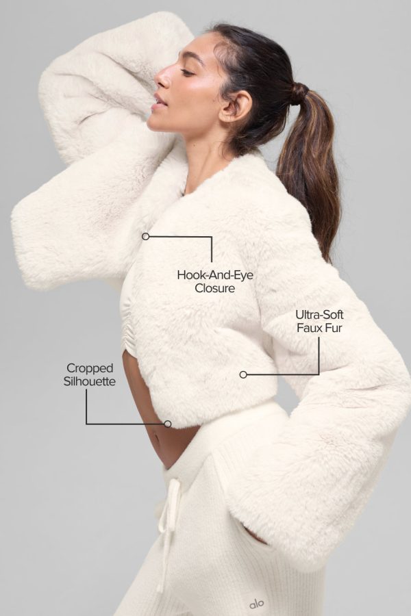 Faux Fur Chic Cropped Jacket ?C Ivory