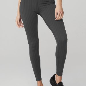 Pinstripe Jacquard Extreme High-Waist Legging ?C Anthracite/Black