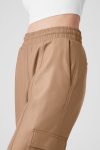 Faux Leather Power Hour Jogger ?C Toasted Almond