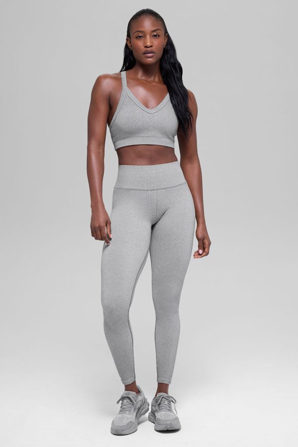 Seamless Two Tone Rib Bra ?C Light Misty Grey Heather