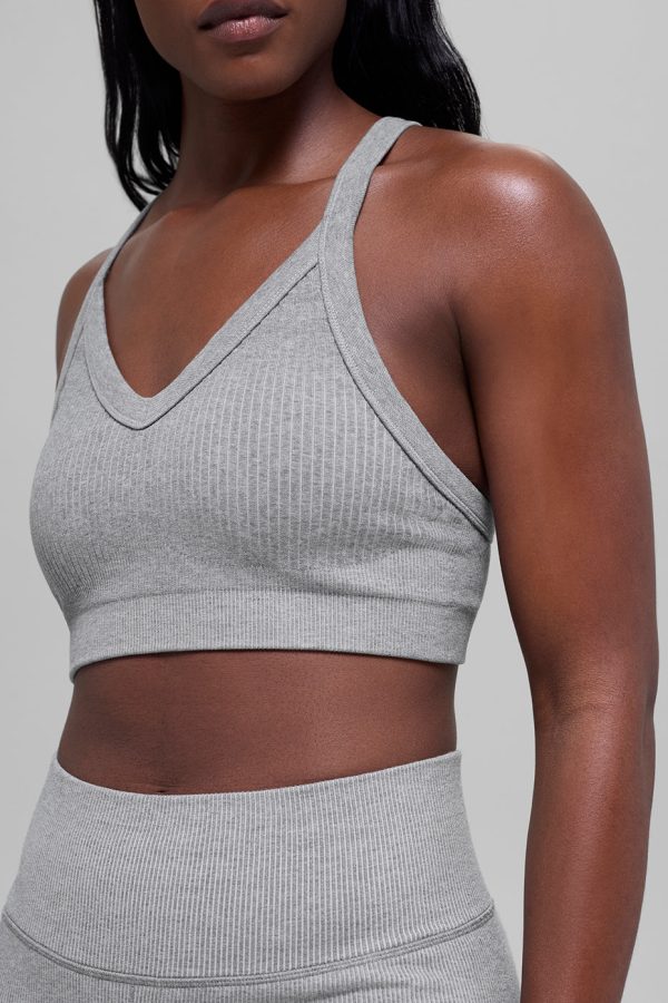Seamless Two Tone Rib Bra ?C Light Misty Grey Heather