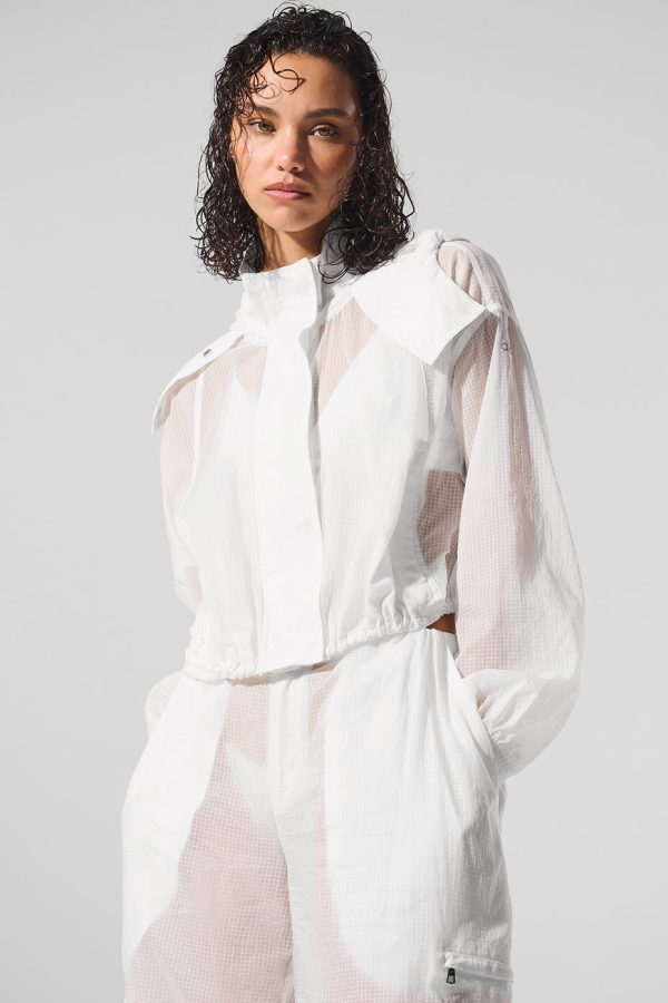 Cropped Game Time Full Zip Jacket ?C White